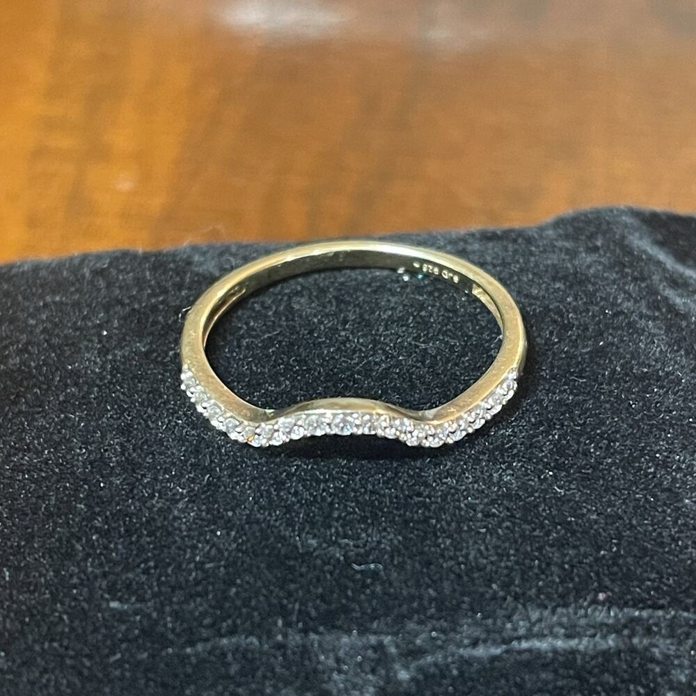SJD 925 Gold Over Sterling With CZ Anniversary Ring Size 11.5